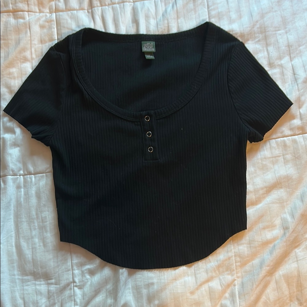 Target Black Ribbed Short Sleeve Top